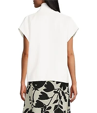 Bryn Walker Greta Mock Neck Collar Cap Sleeve Vest