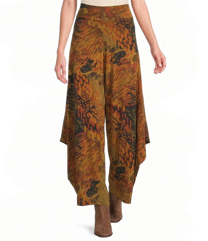 Bryn Walker Hamish Encanto Print Draping Side Peaks Pull-On Pants