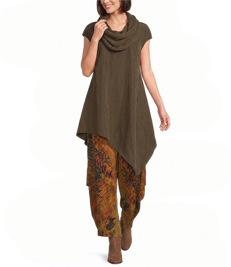 Bryn Walker Hamish Encanto Print Draping Side Peaks Pull-On Pants