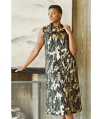 Bryn Walker Henrietta Foglia D'oro Cowl Neck Sleeveless Dress