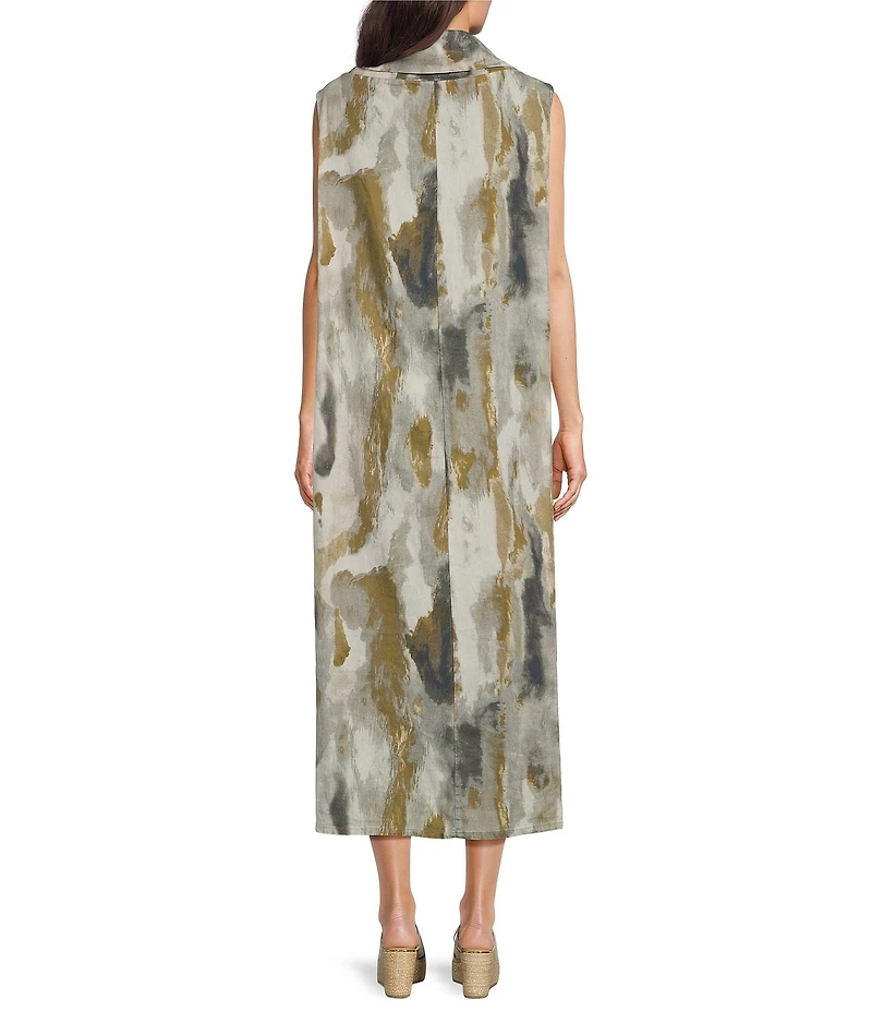 Bryn Walker Henrietta Pioggia Print Cowl Neck Sleeveless Dress
