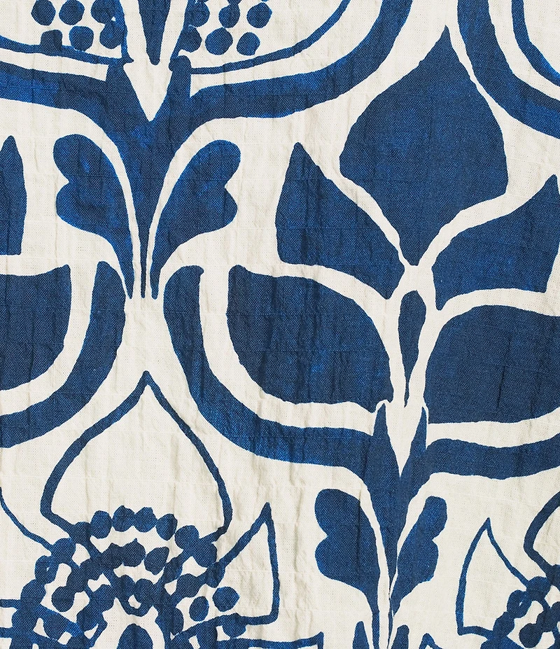 Bryn Walker Hopper Tulum Azul Cielo Print Scoop Neck Elbow Sleeve Dress