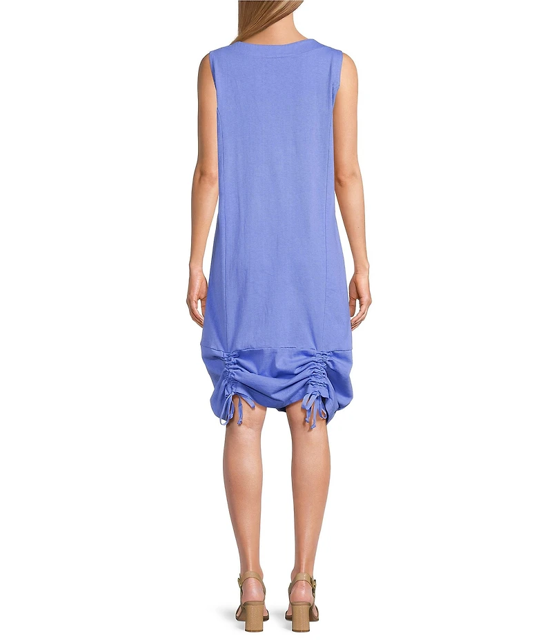 Bryn Walker Jersey Round Neck Sleeveless Ruched Tie Dress
