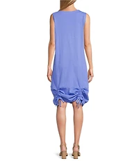 Bryn Walker Jersey Round Neck Sleeveless Ruched Tie Dress