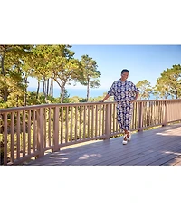 Bryn Walker Joe Tulum Print Banded Collar Short Dolman Sleeve Shirt