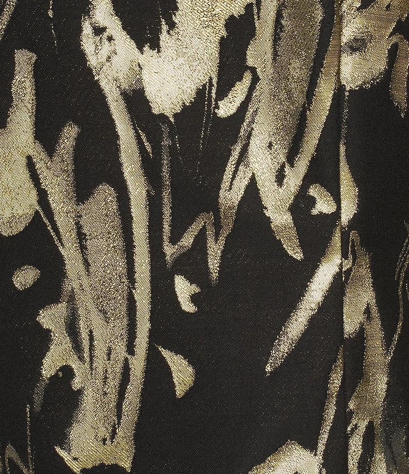 Bryn Walker Jules Foglia D'oro Gold Print Round Neck Long Sleeve Dress