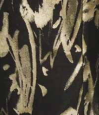 Bryn Walker Jules Foglia D'oro Gold Print Round Neck Long Sleeve Dress