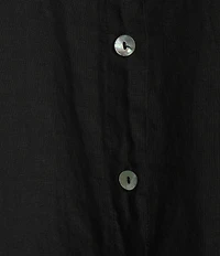 Bryn Walker Kay Light Linen V-Neck Elbow Sleeve Sharkbite Ruched Hem Cardigan