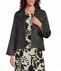 Bryn Walker Lewis Italian Raffia Notch Collar Neck Long Sleeve Jacket