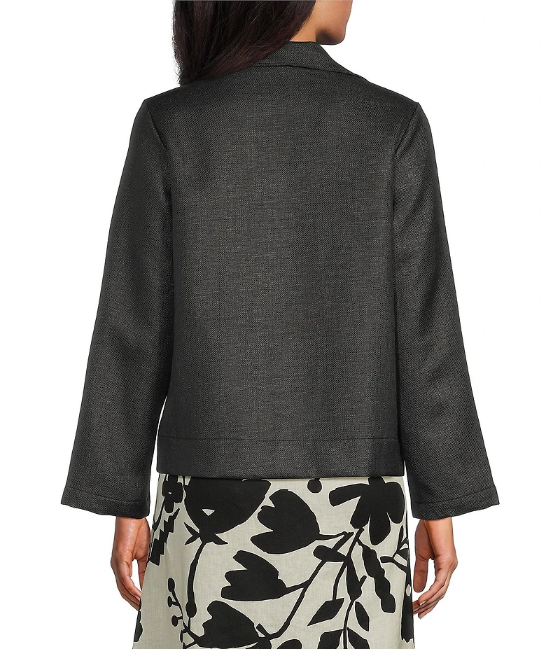 Bryn Walker Lewis Italian Raffia Notch Collar Neck Long Sleeve Jacket
