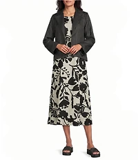 Bryn Walker Lewis Italian Raffia Notch Collar Neck Long Sleeve Jacket
