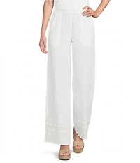 Bryn Walker Light Linen Elastic Waistband Pintuck Straight Leg Pants
