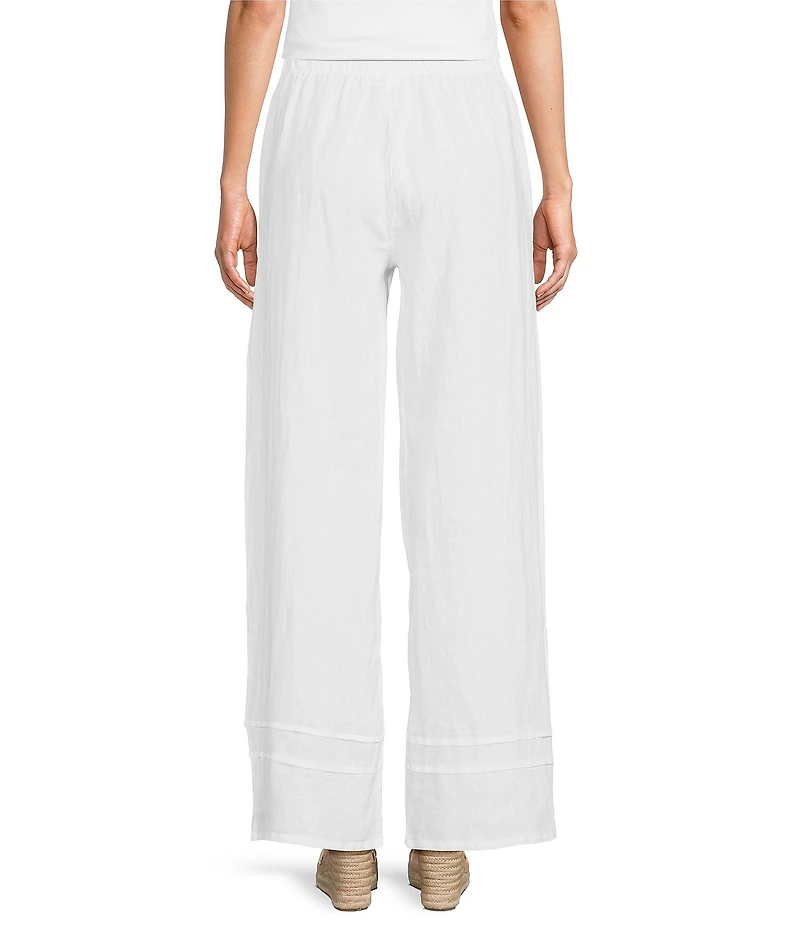 Bryn Walker Light Linen Elastic Waistband Pintuck Straight Leg Pants