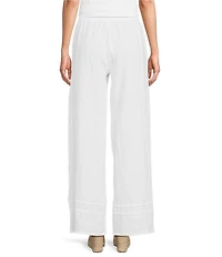 Bryn Walker Light Linen Elastic Waistband Pintuck Straight Leg Pants