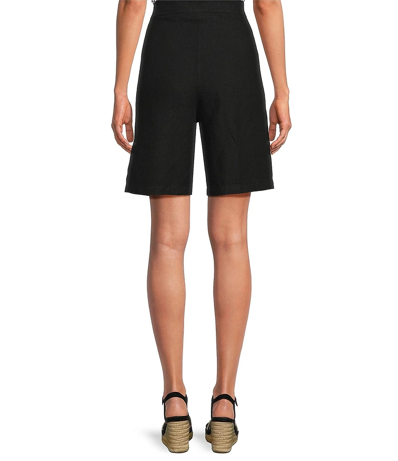 Bryn Walker Light Linen Flat-Front Elastic Back Waist Shorts