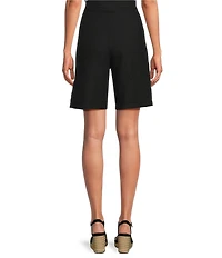 Bryn Walker Light Linen Flat-Front Elastic Back Waist Shorts