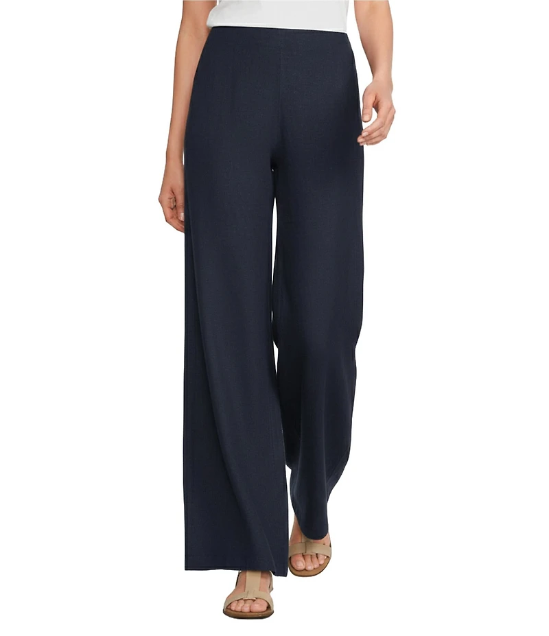 Bryn Walker Light Linen Flat Front Elastic Waist Wide Leg Pants