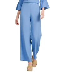 Bryn Walker Light Linen Flat Front Elastic Waist Wide Leg Pants