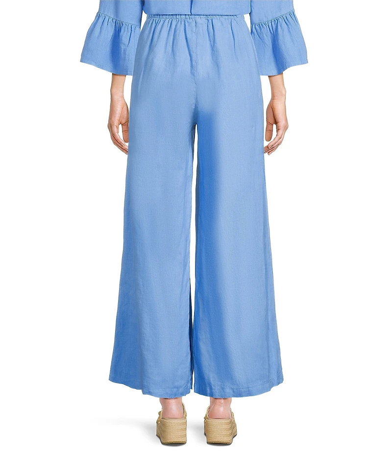 Bryn Walker Light Linen Flat Front Elastic Waist Wide Leg Pants