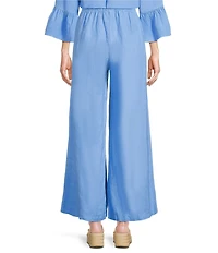 Bryn Walker Light Linen Flat Front Elastic Waist Wide Leg Pants