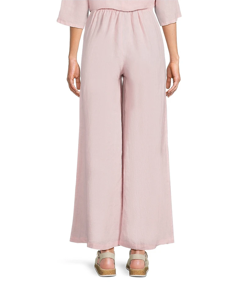 Bryn Walker Light Linen Flat Front Elastic Waist Wide Leg Pants