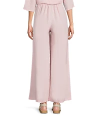 Bryn Walker Light Linen Flat Front Elastic Waist Wide Leg Pants