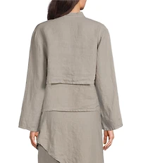 Bryn Walker Light Linen Mandarin Collar Long Sleeve Button Front Jacket