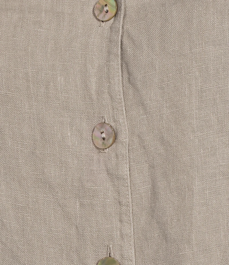 Bryn Walker Light Linen Mandarin Collar Long Sleeve Button Front Jacket