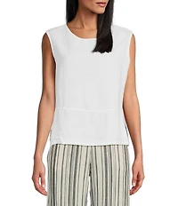 Bryn Walker Light Linen Sleeveless Coordinating Side Slit Tank