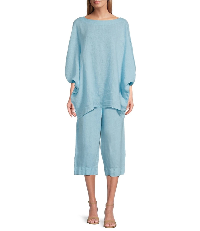 Bryn Walker Light Linen Straight Leg Pull-On Cropped Pants