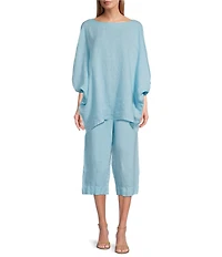 Bryn Walker Light Linen Straight Leg Pull-On Cropped Pants