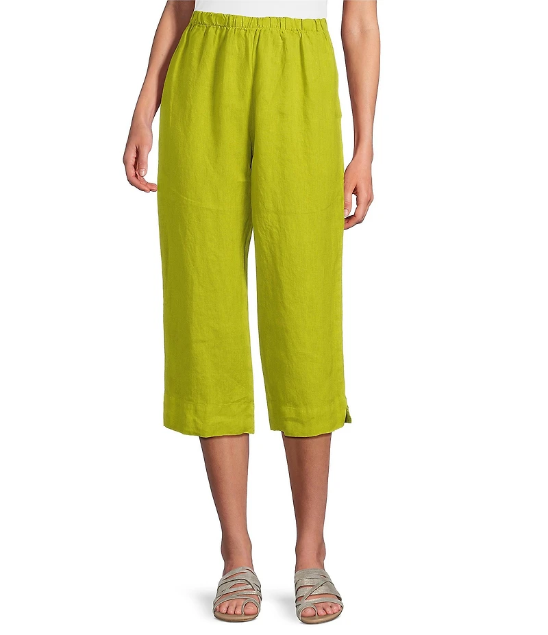 Bryn Walker Light Linen Straight Leg Pull-On Cropped Pants