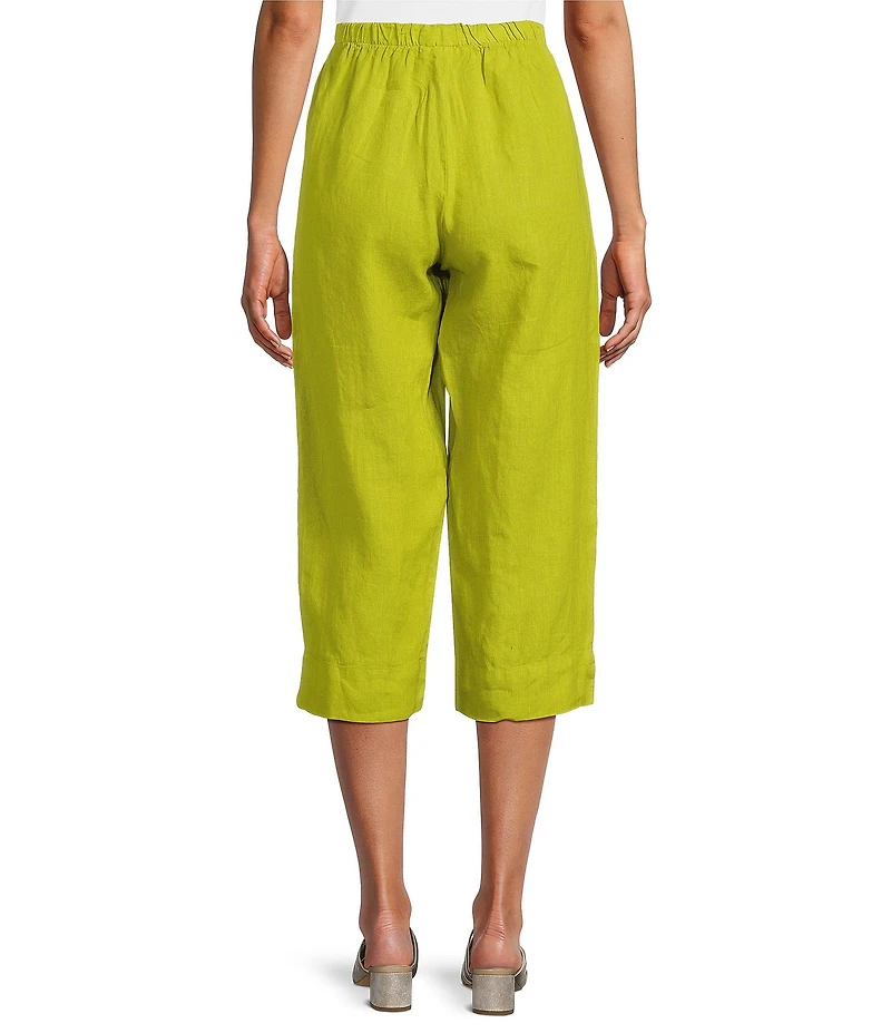 Bryn Walker Light Linen Straight Leg Pull-On Cropped Pants