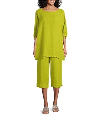 Bryn Walker Light Linen Straight Leg Pull-On Cropped Pants