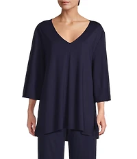 Bryn Walker Lila Modal Ponti V-Neck 3/4 Sleeve Tunic