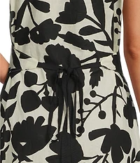 Bryn Walker Linen Blend Printed Tie Wrap Belt