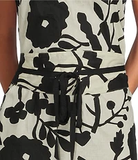Bryn Walker Linen Blend Printed Tie Wrap Belt
