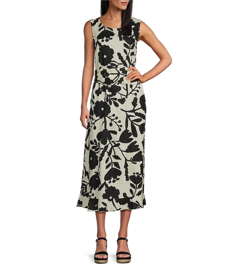 Bryn Walker Linen Blend Printed Tie Wrap Belt