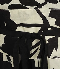 Bryn Walker Linen Blend Printed Tie Wrap Belt