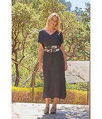 Bryn Walker Linen Blend Printed Tie Wrap Belt