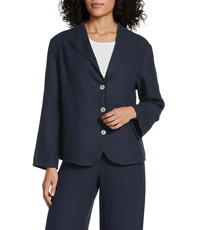 Bryn Walker Linen Shawl Collar Long Sleeve Sailor Jacket