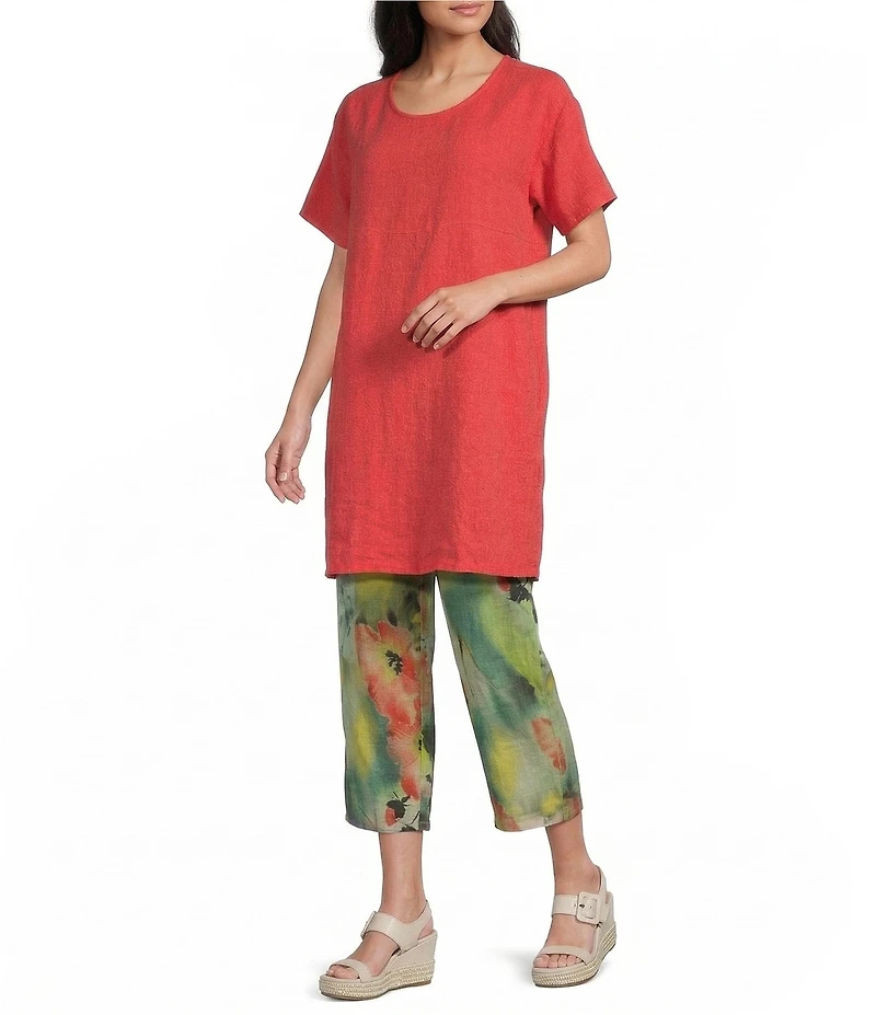 Bryn Walker Mara Light Linen Round Neck Short Sleeve Tunic