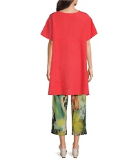 Bryn Walker Mara Light Linen Round Neck Short Sleeve Tunic