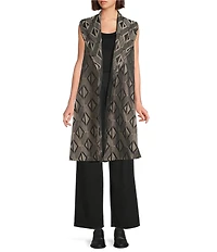Bryn Walker Marceline Memory Crunch Jacquard Shawl Collar Sleeveless Vest
