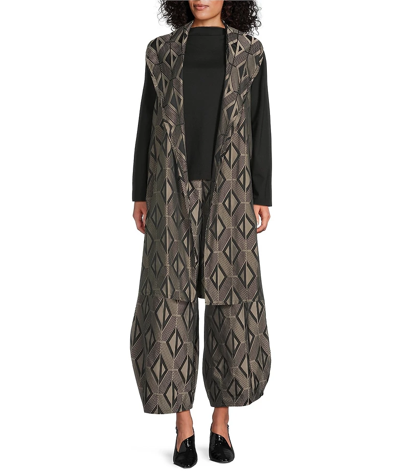 Bryn Walker Marceline Memory Crunch Jacquard Shawl Collar Sleeveless Vest