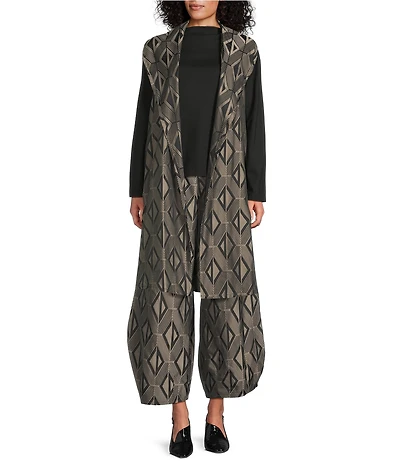 Bryn Walker Marceline Memory Crunch Jacquard Shawl Collar Sleeveless Vest