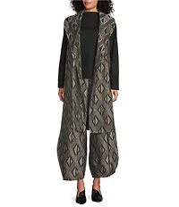 Bryn Walker Marceline Memory Crunch Jacquard Shawl Collar Sleeveless Vest