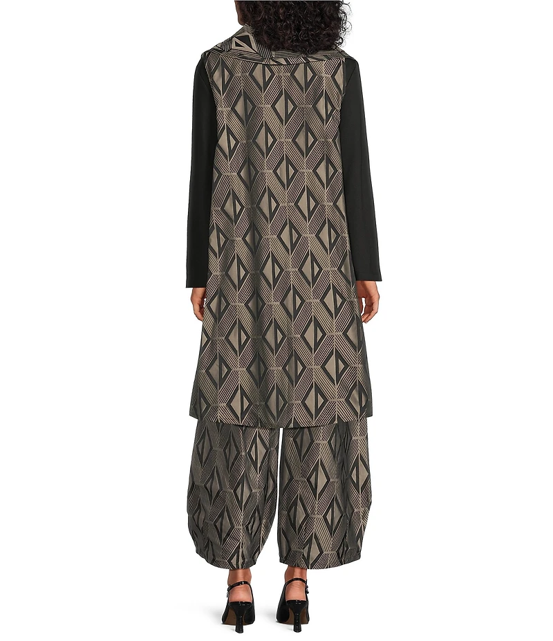 Bryn Walker Marceline Memory Crunch Jacquard Shawl Collar Sleeveless Vest