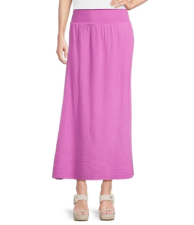 Bryn Walker Market Cotton Gauze Flat Waist A-Line Midi Skirt