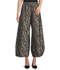 Bryn Walker Medina Coordinating Aswan Memory Crunch Jacquard Elastic Waist Tapered Wide Leg Pants